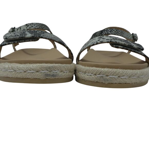 Abeo Isle Strap Gray Snakeskin Print Leather Open Toe Espadrille Flats Sandals - Picture 8 of 13